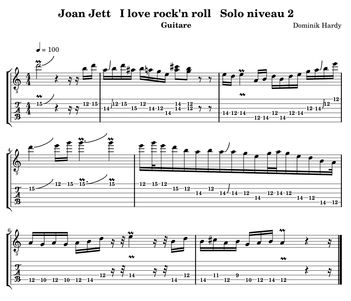 Joan Jett \"I love rock\'n roll\", solo niveau 2 (moyen)